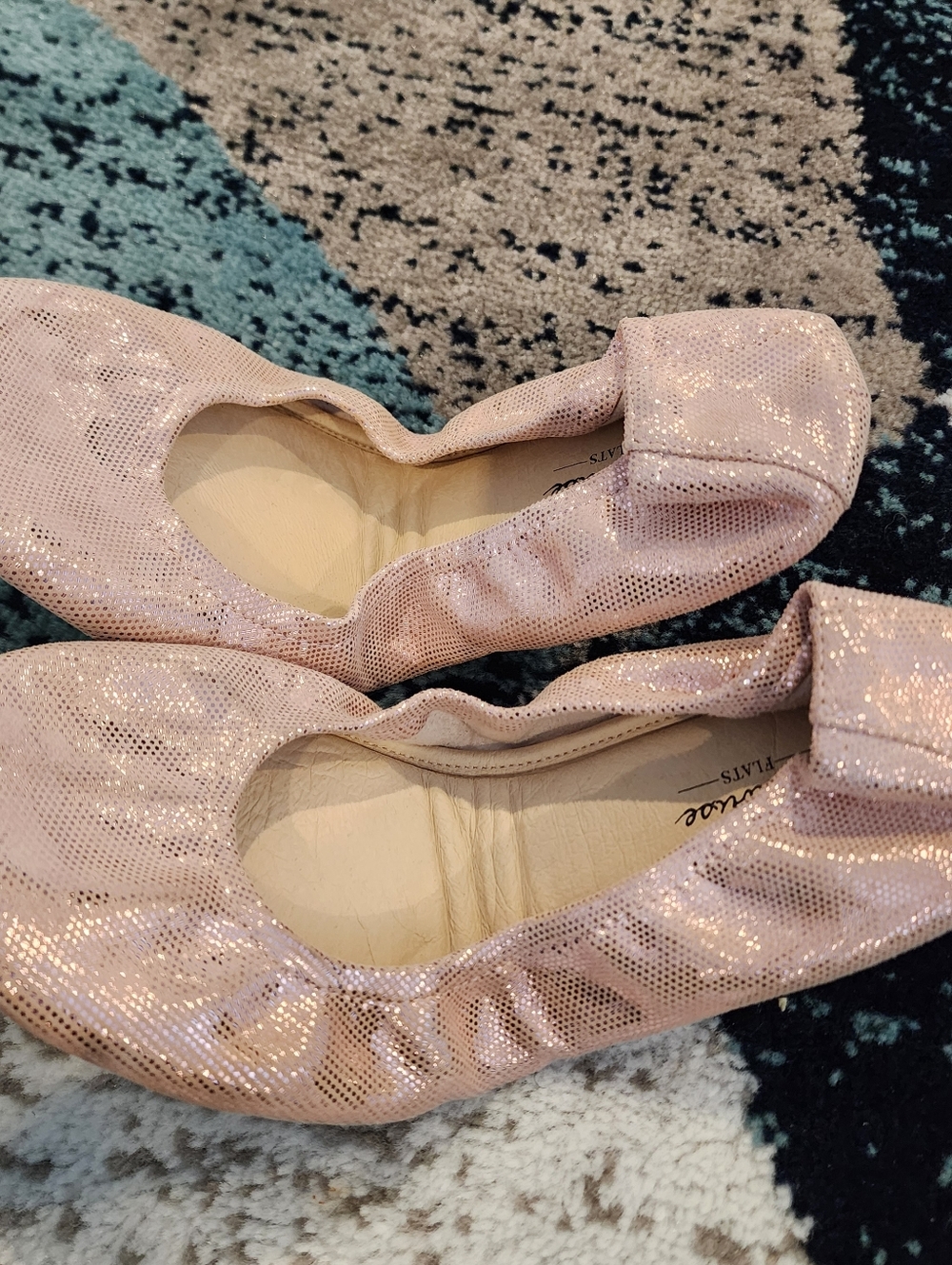 The Storehouse Flats Rose Gold Leather Foldable Ballet Flats Women's Size 8
